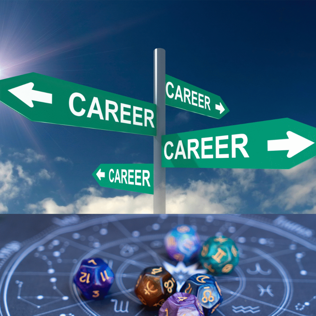 This image shows career signboards along with the zodiac signs.