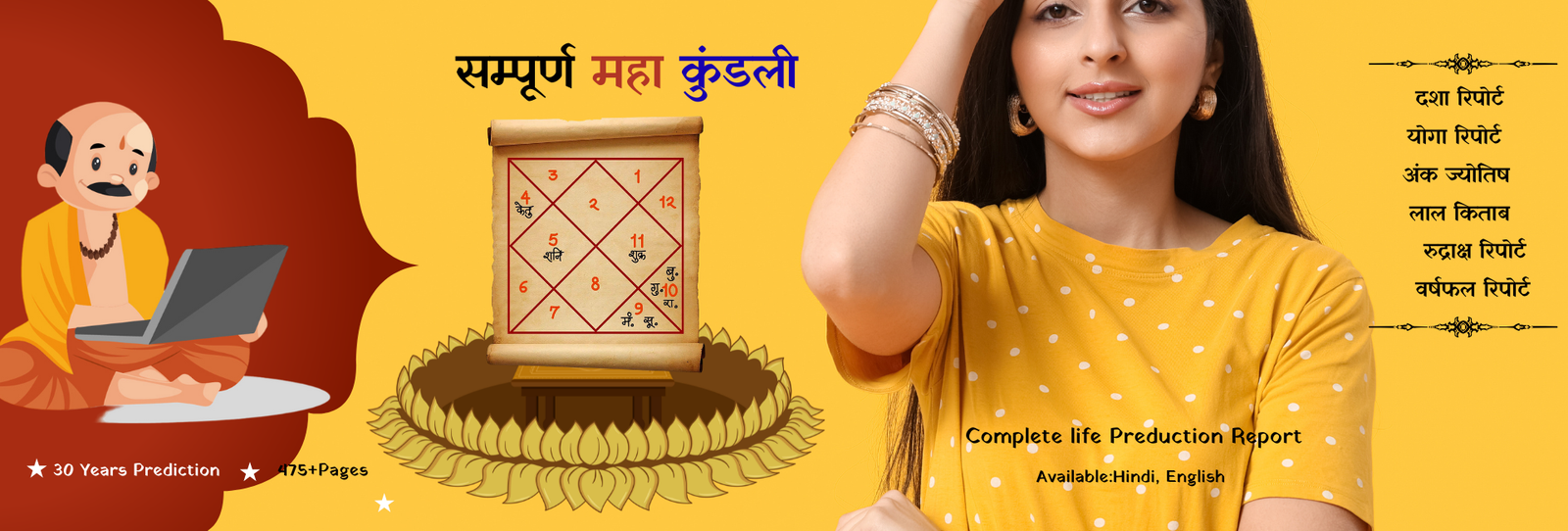 This image shows a girl, an astrologer, and a birth chart.