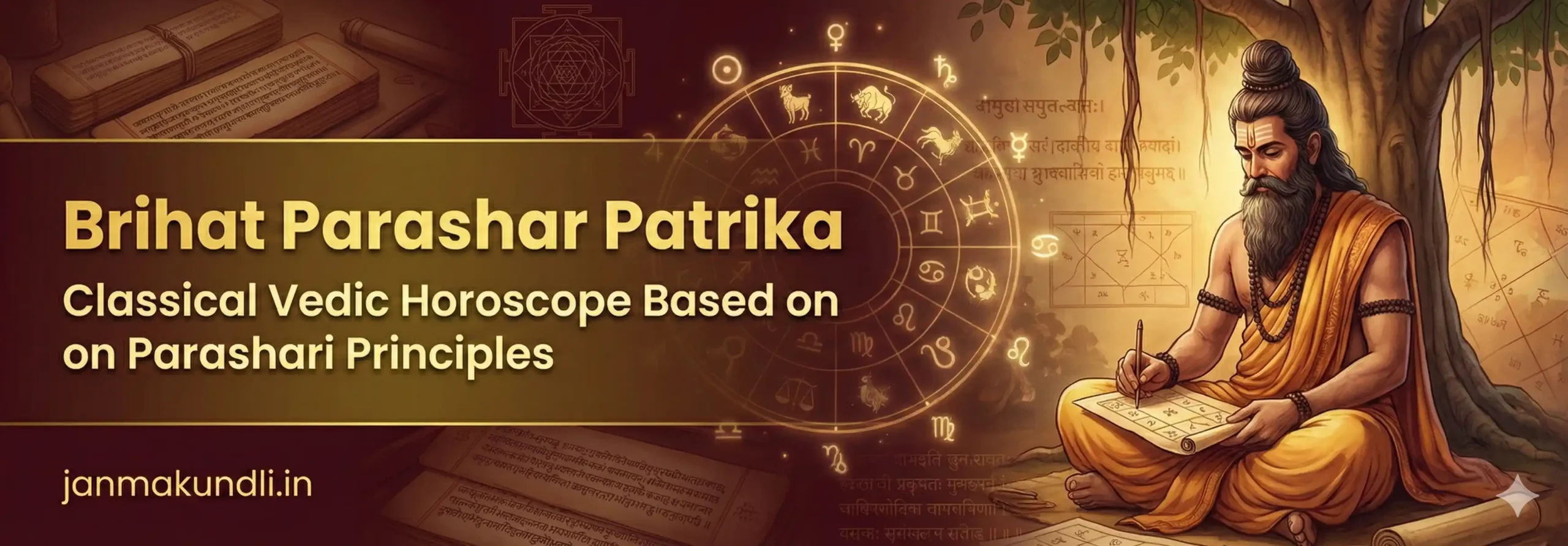 Brihat Parashar Patrika banner showing classical Vedic astrology kundali analysis