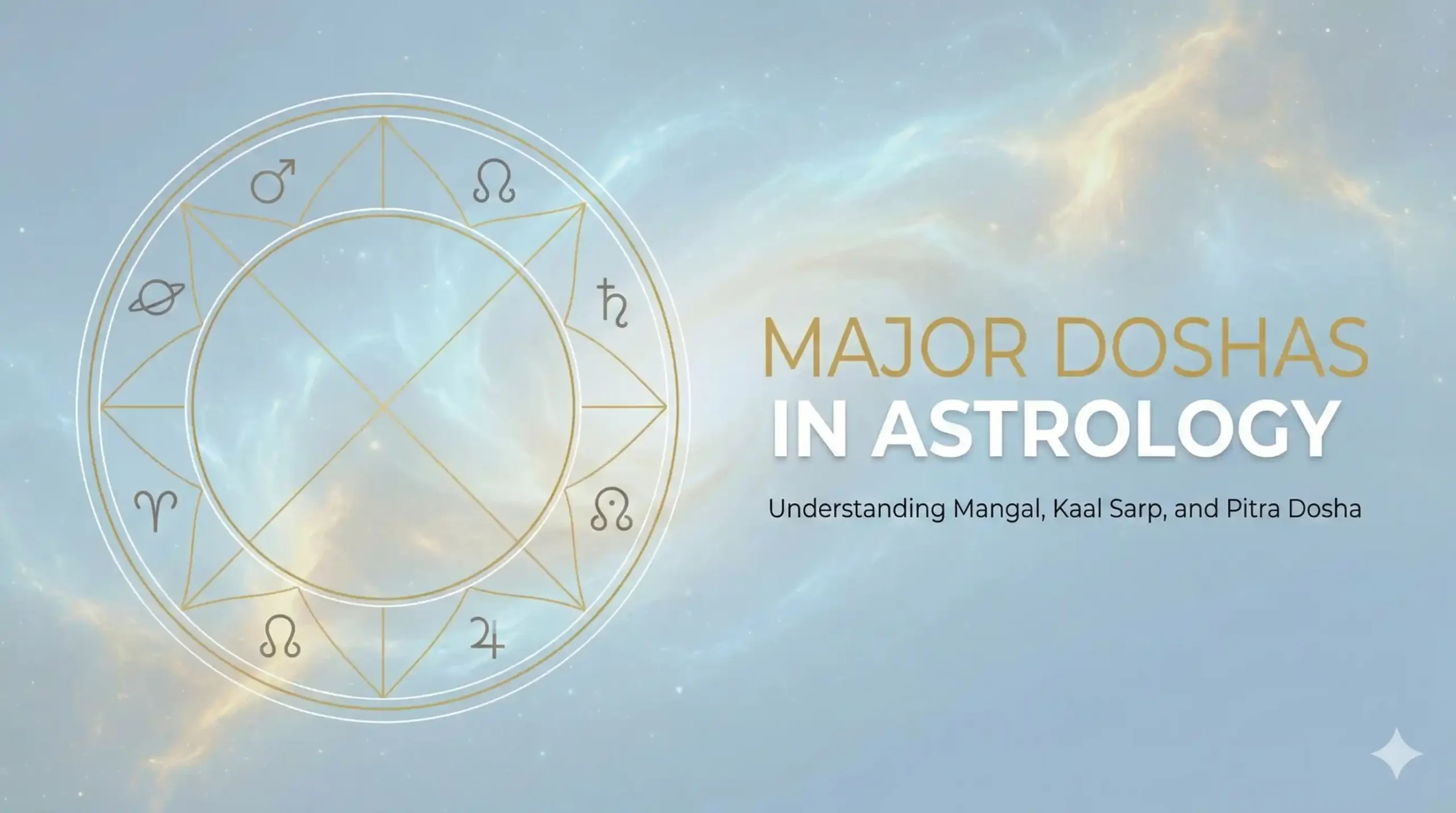 Major Doshas in Astrology की featured image जिसमें kundli और ग्रहों के संकेत दिखाए गए हैं