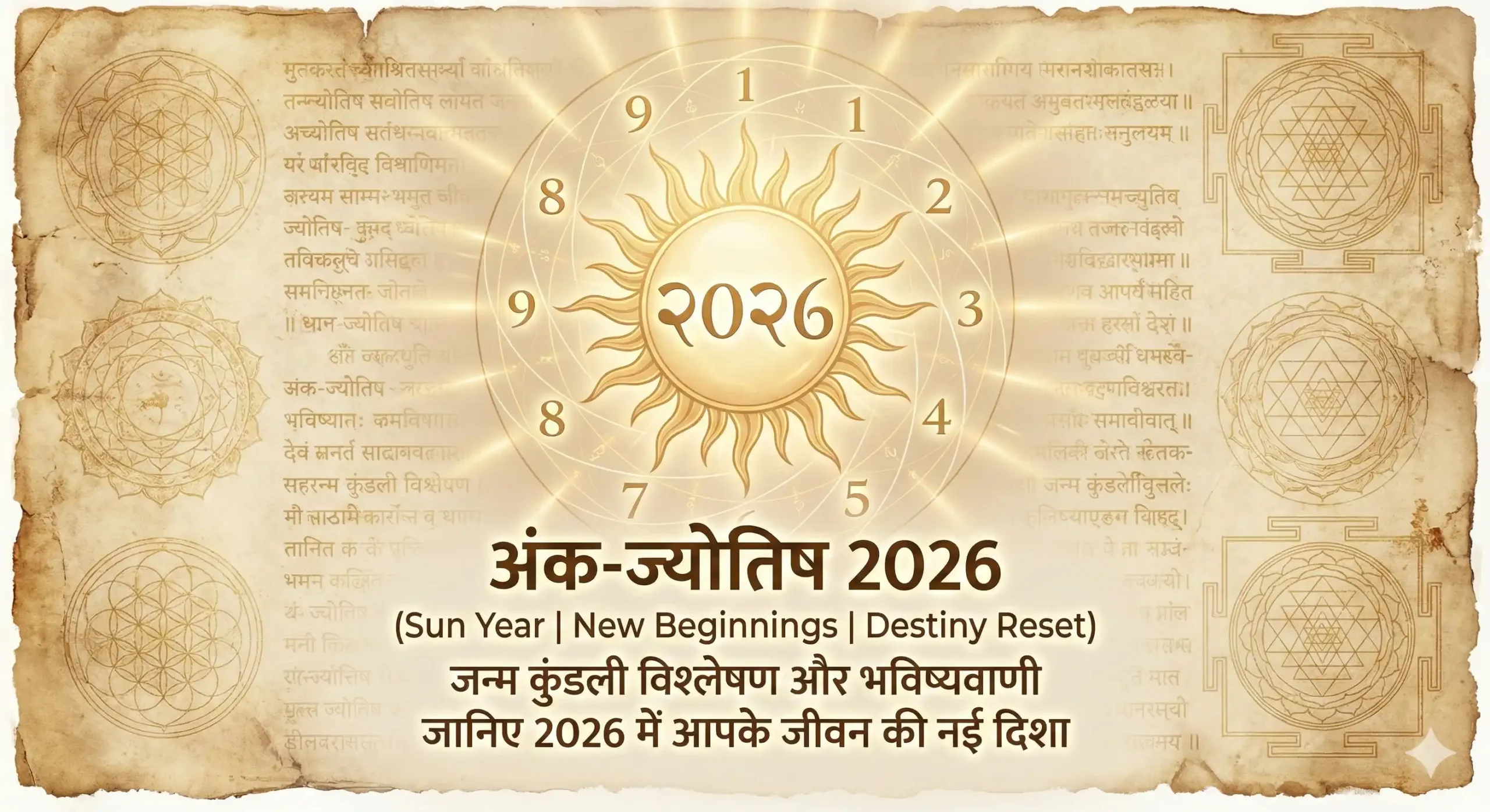 अंक-ज्योतिष 2026 सूर्य वर्ष – जन्म कुंडली विश्लेषण और भविष्यवाणी