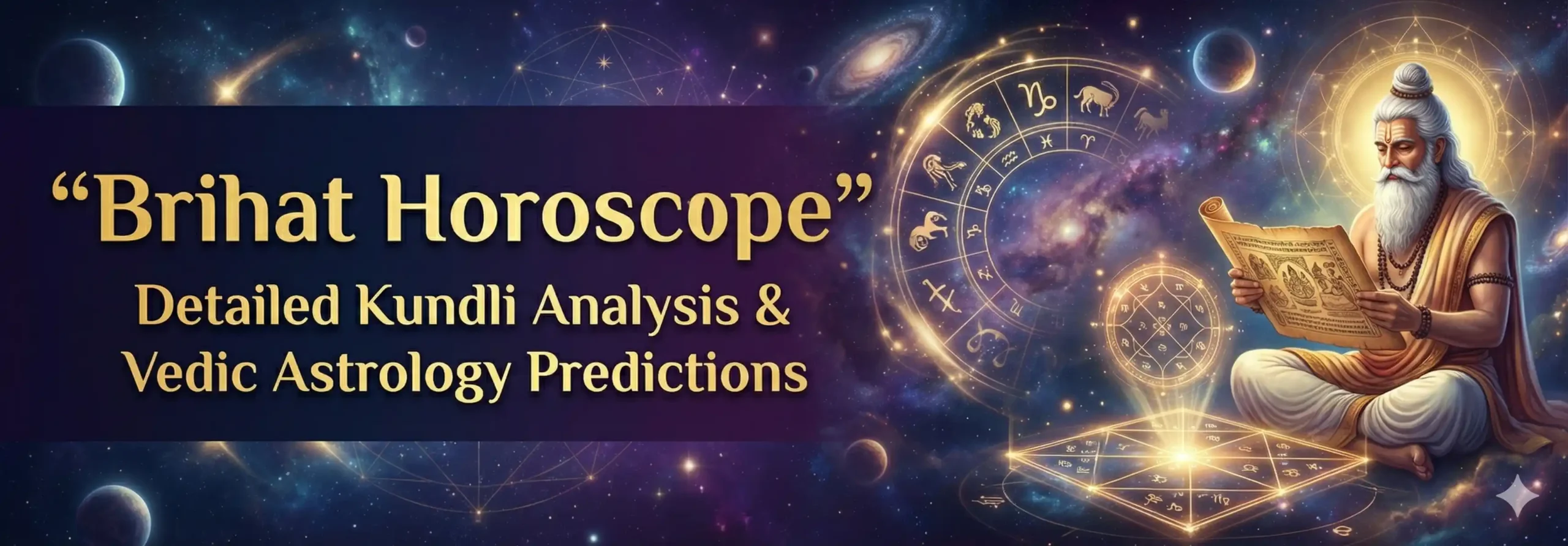 Brihat Horoscope banner in English with detailed kundli analysis