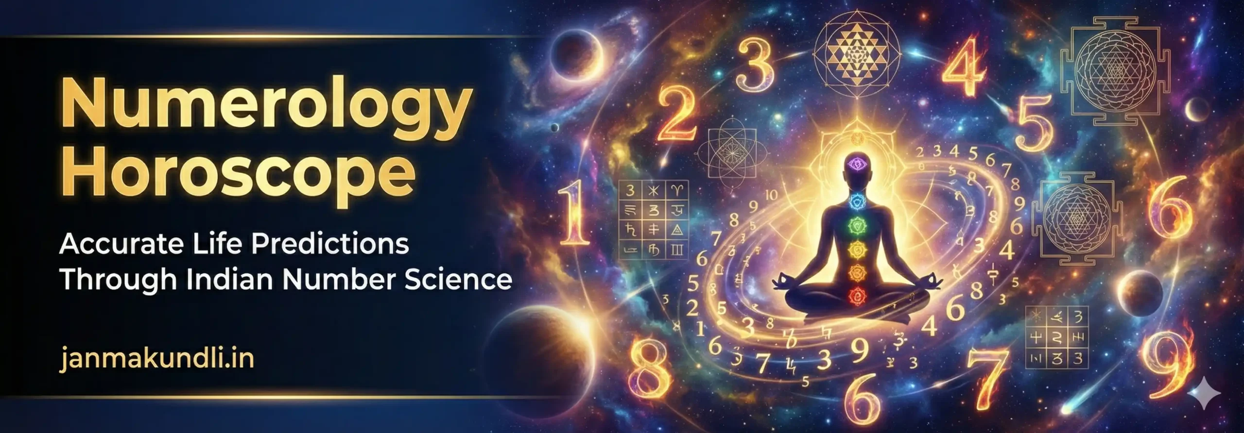 India numerology horoscope banner showing Indian number astrology and destiny analysis