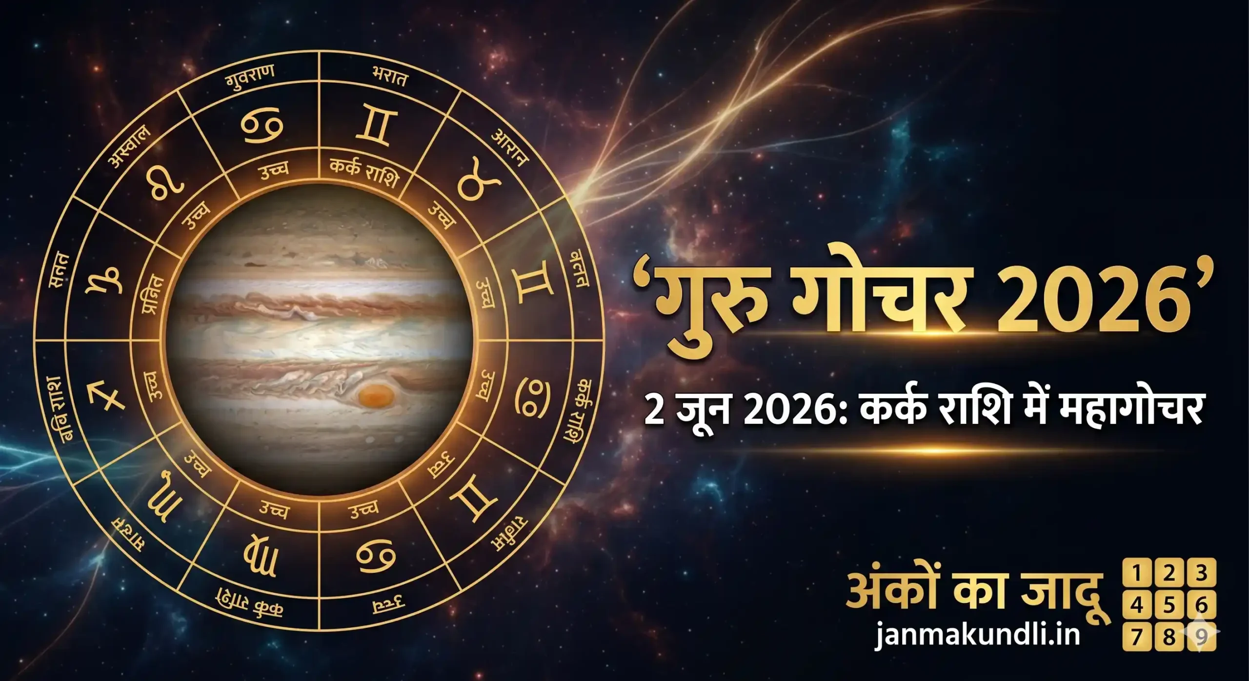 Guru Gochar 2026 Vedic astrology featured image with Jupiter transit