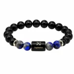 Sagittarius Bracelet (धनु राशि) - Black Obsidian & Lapis Lazuli
