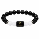 Scorpio Bracelet (वृश्चिक राशि) - Black Obsidian & Milky Quartz